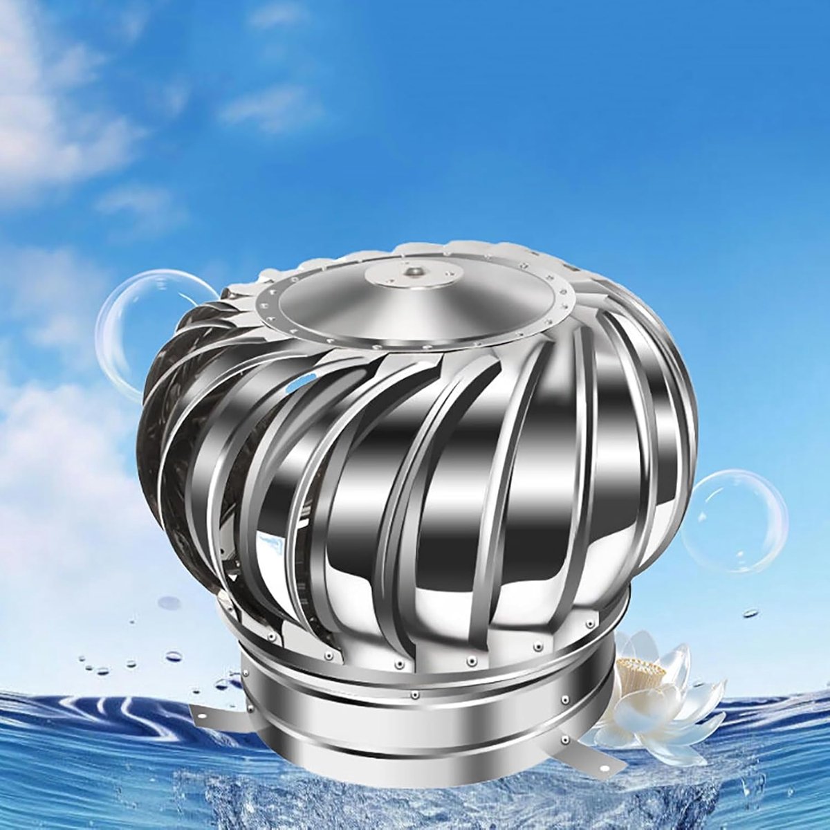 Dakturbine Ventilator - Schoorsteenkap Roterend - Zolder Lucht Ventileren - Stil Regenbestendig - Universeel - Zilver