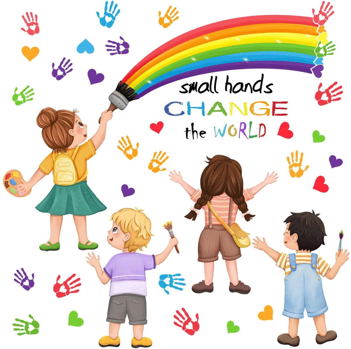 Dailygoods- Muurstickers Kleine Handen - Wanddecoratie Kinderkamer - Afneembaar - Waterdicht - DIY Met Fun - Hoge Kwaliteit