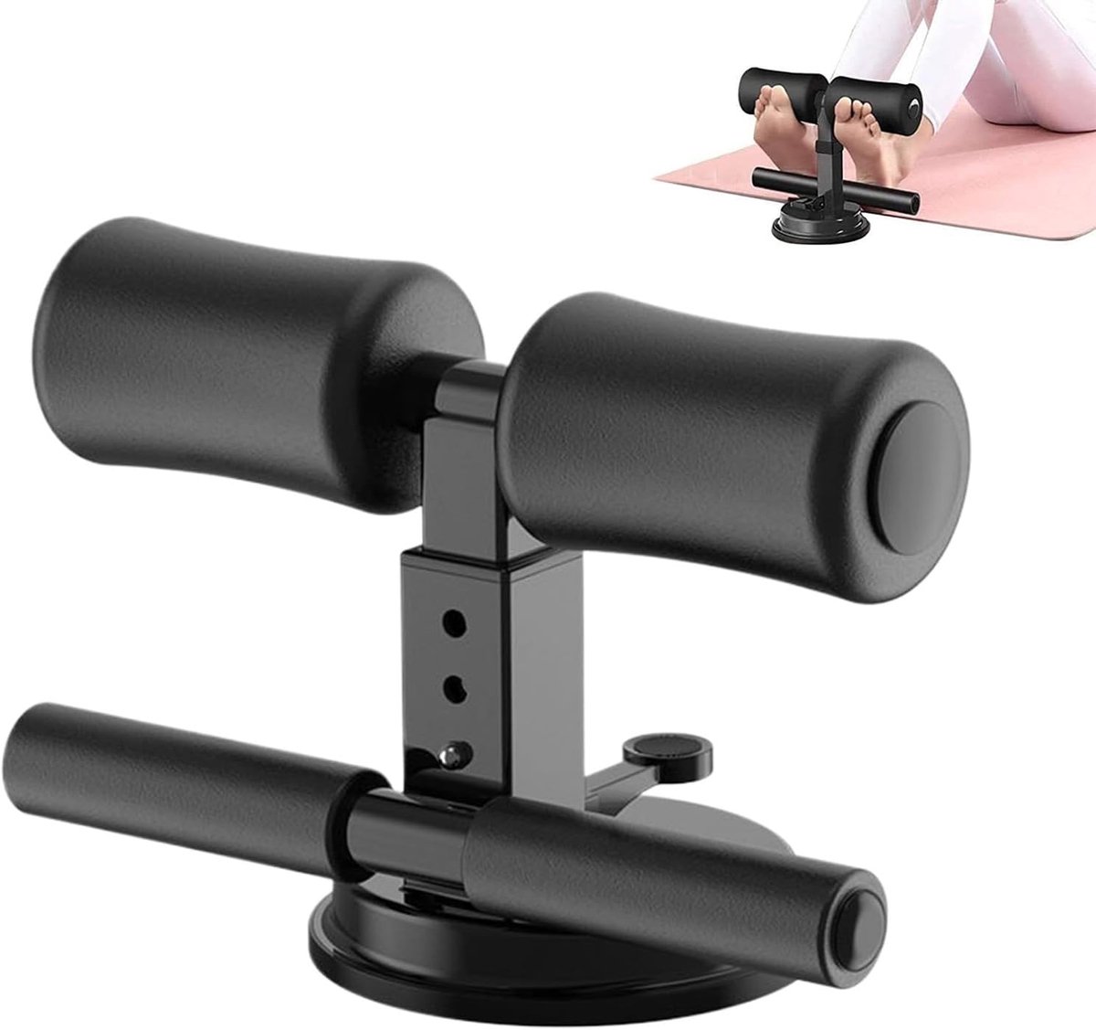 Verstelbare buikstang - Hulpapparaat fitness - Buikspiertraining thuis - Verbeterd stabiliteitsontwerp - 26 x 20 x 12.5 cm - Zwart