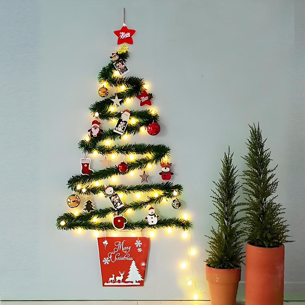 Dailygoods - Kerstslinger, 5 m, kunstmatige dennenslinger voor Kerstmis, voor decoratieve slinger, kerstslinger, kerstslinger, kerstdecoratie voor binnen en buiten, trap