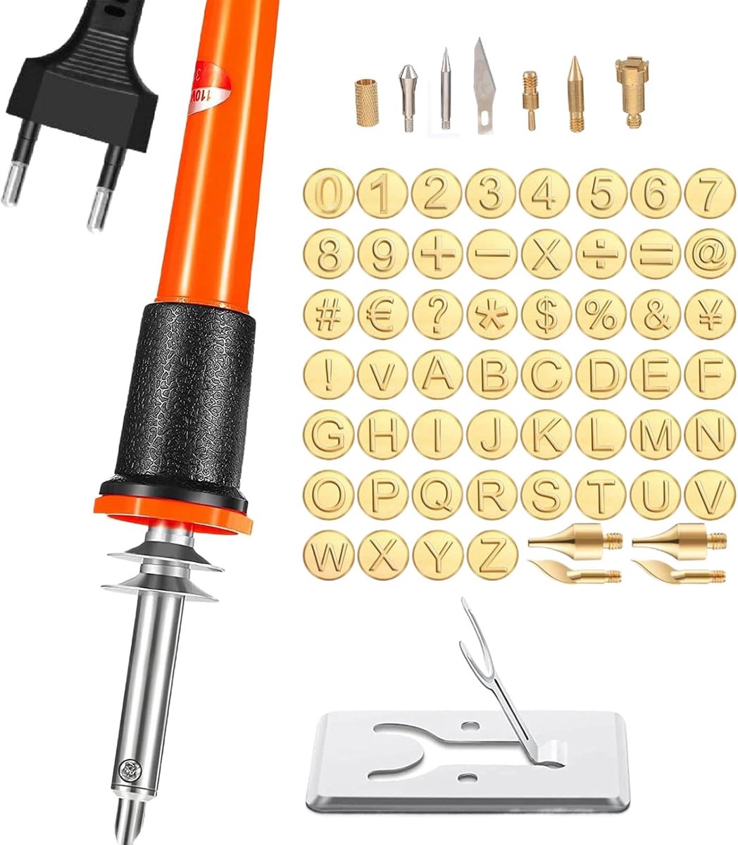 Houtbrandgereedschap Set - Graveerset Knutselen - Decoratie Personaliseren - 65 Delige Set - 30W Vermogen - Zilver