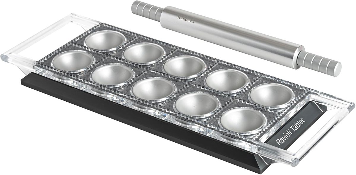Ravioli Tablet - Deegvorm - Zelf Ravioli Maken - Gemaakt in Italië - 10 Ravioli Tegelijk - Poedergrijs