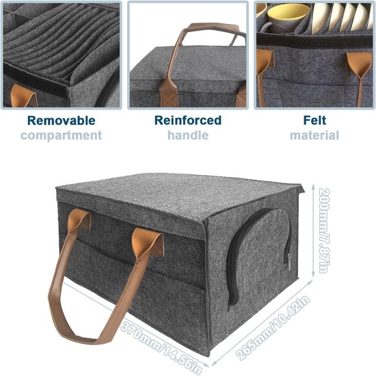 Servies Organizer - Bordenhouder Caravan - Servies Beschermen - Flexibele Vakken - 36 x 275 x 20 cm - Grijs — afbeelding 5