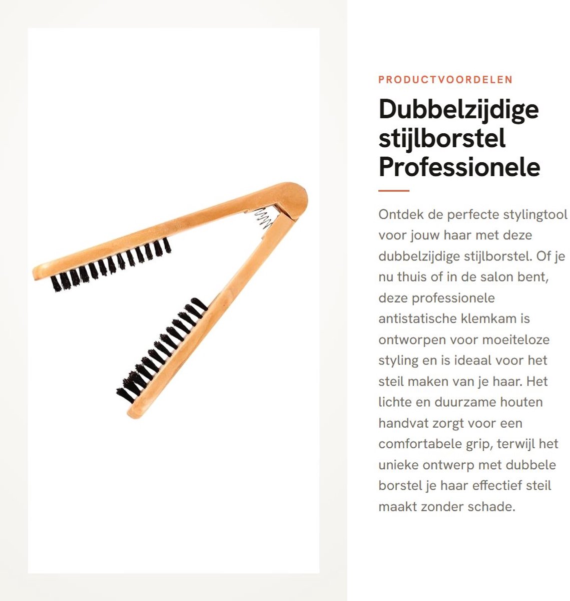 Dailygoods - Dubbelzijdige stijlborstel - Professionele antistatische klemkam - Houten handvat - Voor salon en thuisgebruik - Ideaal voor steil haar -...
