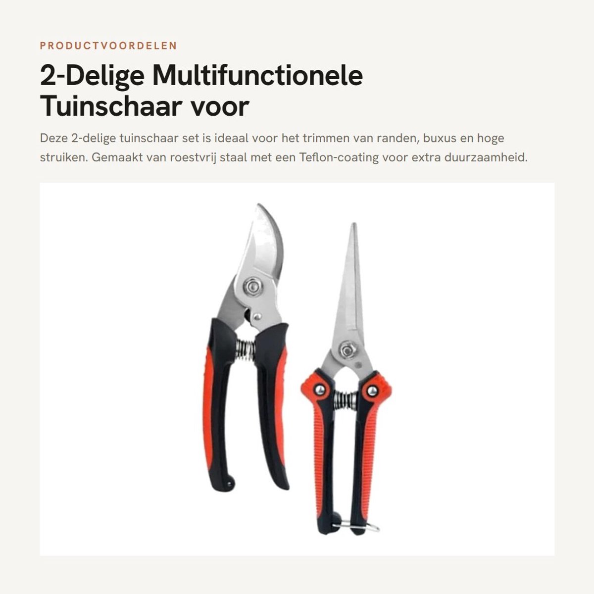 Dailygoods- Tuinschaar Duurzaam Roestvrij Staal - Snoeischaar Multifunctioneel - Antislip Handvat - Precisiesneden - Geschikt voor Rozen en Heggen
