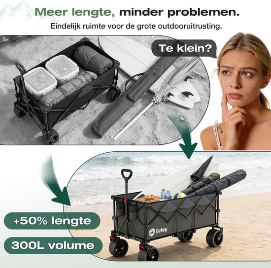 Dailygoods- Bolderkar Opvouwbaar 300L - XXL Model - 200KG Laadcapaciteit - All-Terrain Wielen 17x10 cm - Gepatenteerd 4-weg Systeem - Geschikt voor Elke Gelegenheid - Tuinkar van Dailygoods — afbeelding 2