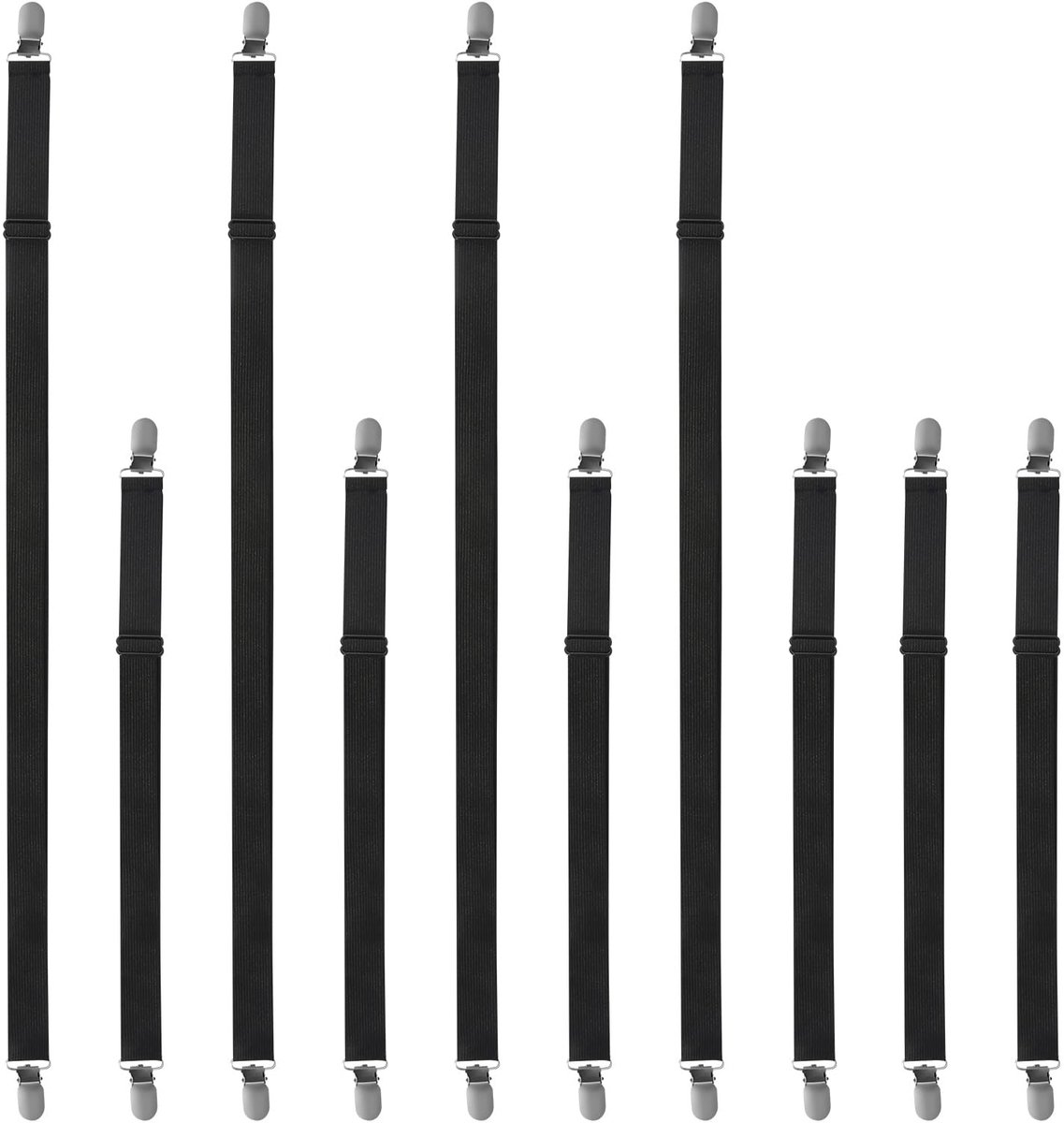 Dailygoods- Tafelkleedhouder 10 Stuks - Verstelbare Tafelkleedklemmen - Outdoor Tafelklemmen - Bedlakenspanner - PP/Nylon/Metaal - Zwart 35-130 cm/65-240 cm - Tafelklems