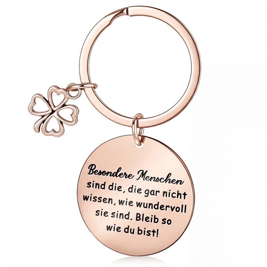 Dailygoods- Sleutelhanger Geluksbrenger - Inspirerende Sleutelhanger - Roestvrij Staal - Cadeau voor Vrienden - Zwarte Geschenkdoos - Afmetingen Sleutelring 3 cm