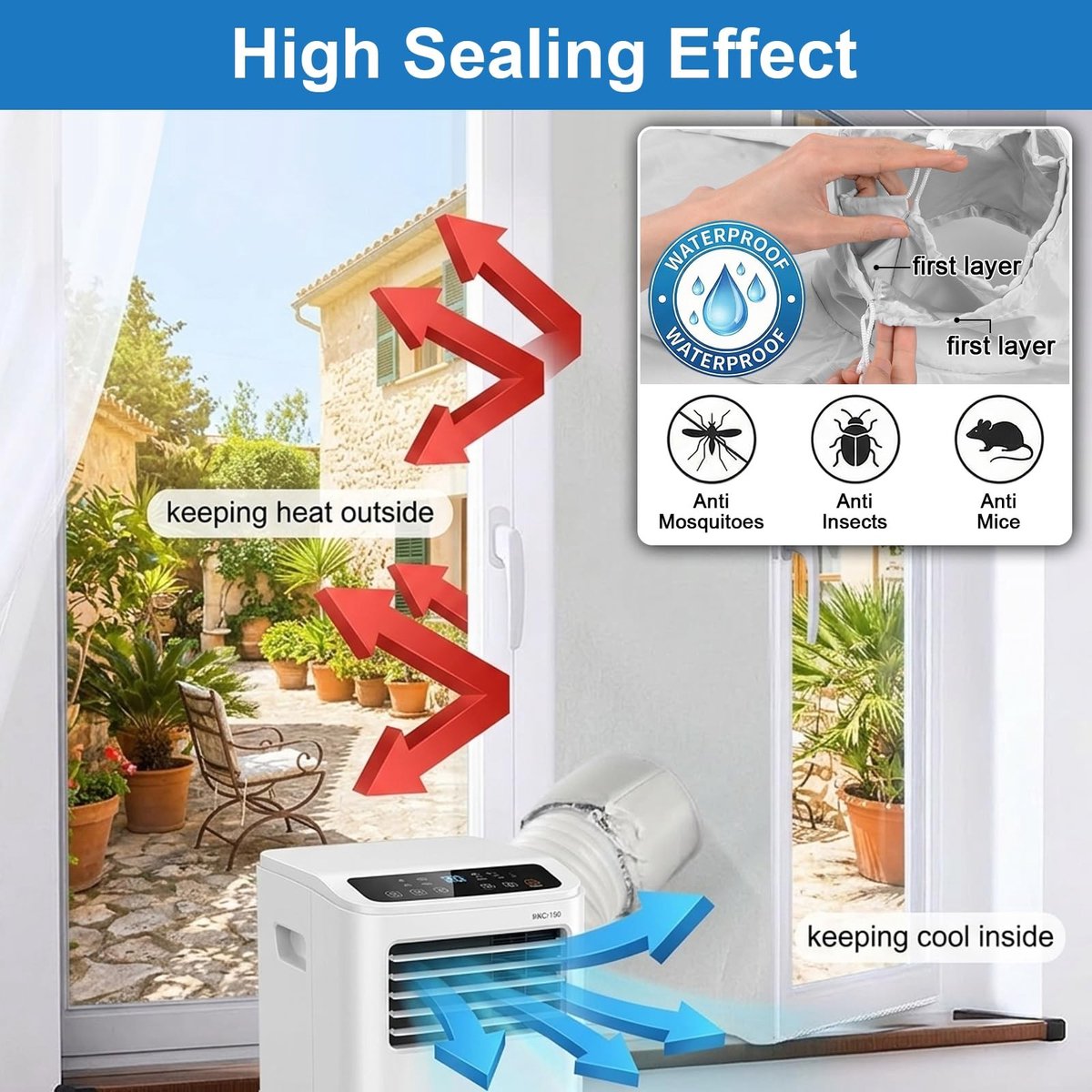 Dailygoods- Vensterafdichting universeel 400cm - Raamafdichtingskit mobiele airco - Eenvoudig te installeren - Draagbare airconditioning - Afdichting voor droger - Effectieve isolatie - Raamafdichting – foto 5
