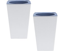 Hoge plantenbak - Vierkante pot - Planten verzorgen - Automatisch water geven - Medium Groot - Wit