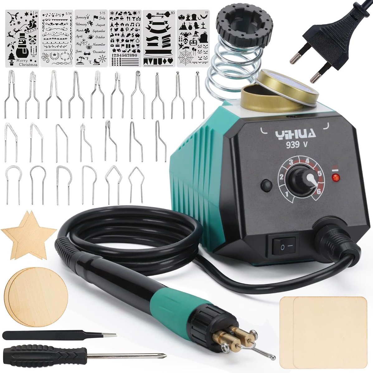 Houtbrander Set - Pyrografie Tools - Hout Decoreren - Verstelbare Temperatuur - 23 Tips - Zwart
