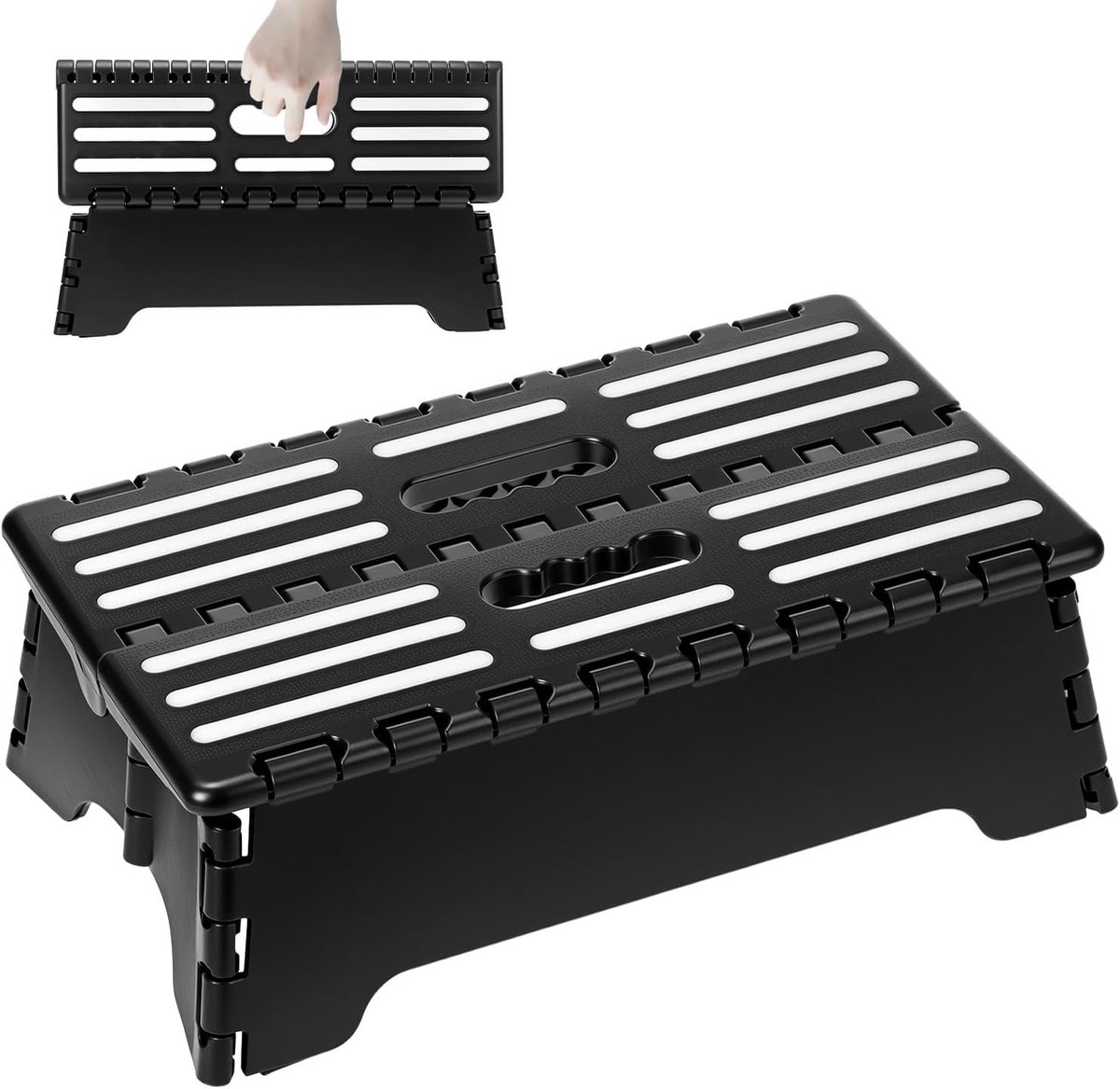 Opvouwbare trapstoel - Opstapje kruk - Veilig bereiken - Antislip oppervlak - 38 x 22 x 13 cm - Zwart
