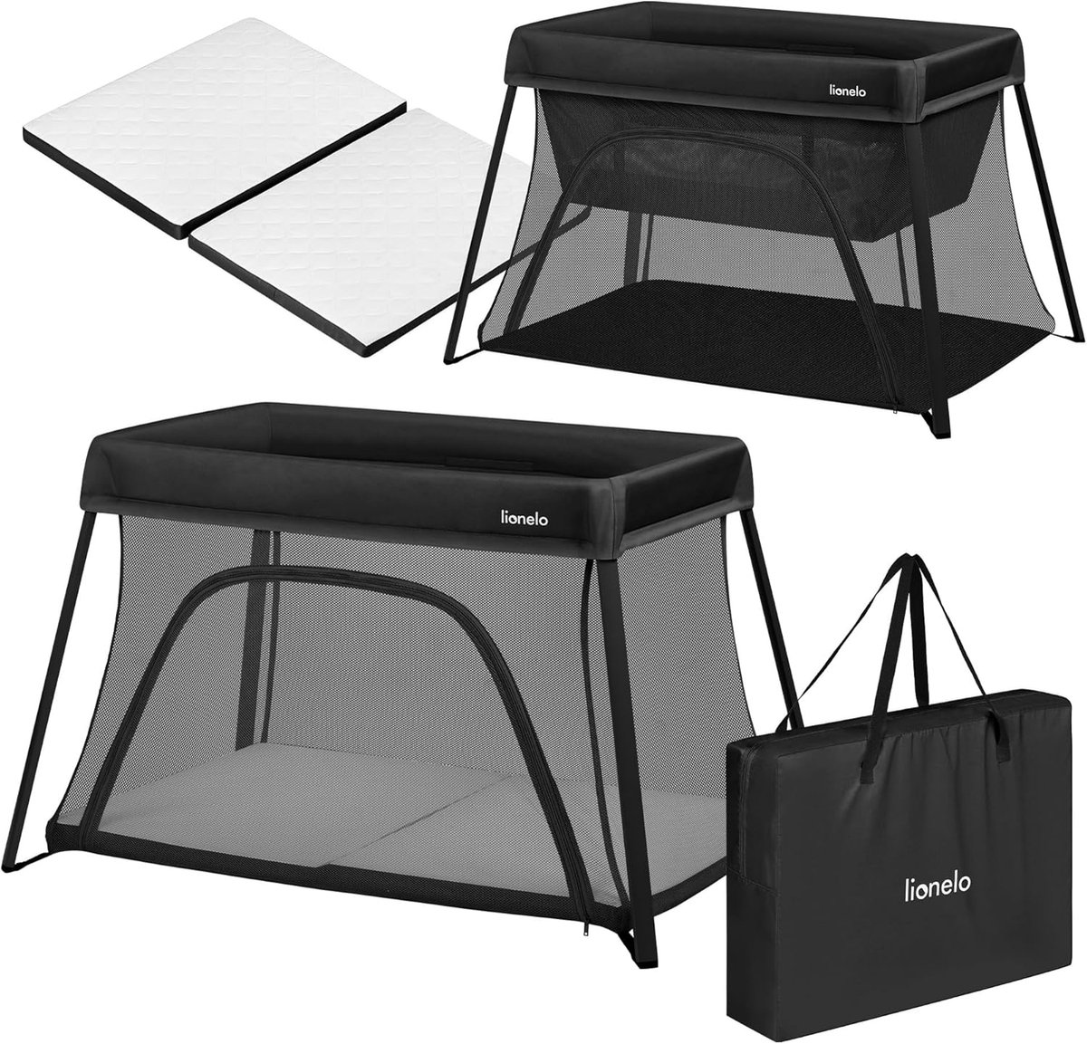 Babybed - Reisbedje Box - Veilig Spelen - Compact Opvouwbaar - 110 cm - Zwart