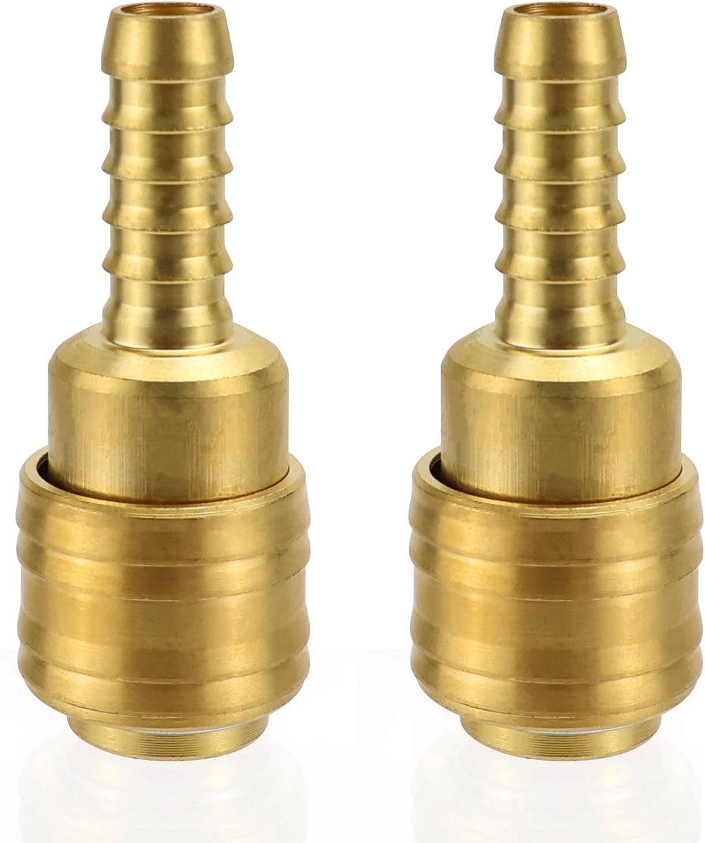 SnelShoppen - Compressed Air Coupler met Slangkoppeling 9 mm, Snelle Koppeling voor Luchtdruk NW 7.2, Hoogwaardig Messing, Pack van 2, Ideaal voor Tui