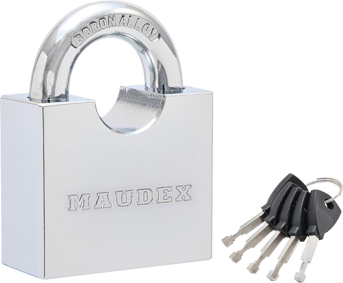 SnelShoppen - Hoogwaardige Hangslot 9mm - Verstevigd, Weerbestendig Chrome - Ideaal voor Lockers, Gym, School, Poorten - Inclusief 5 Sleutels