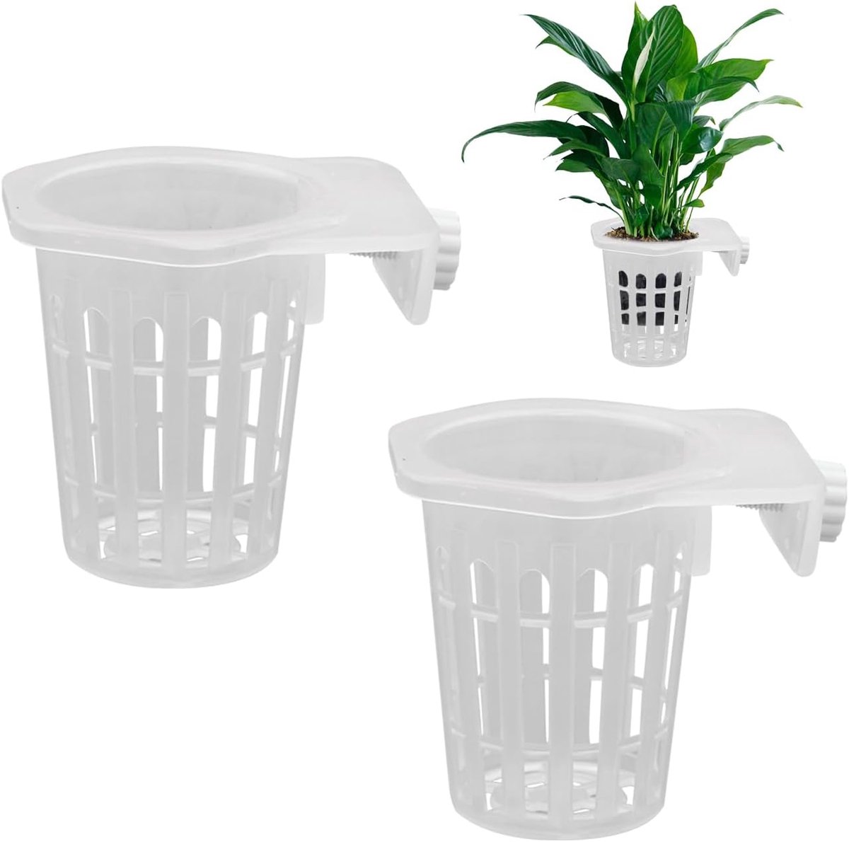 SnelShoppen - 2x Aquarium Plant Holders - Hangende Baskets voor Hydroponics - Hexagonale Plantenpotten met Haken - 5cm Diameter, 7cm Diepte voor Aquat