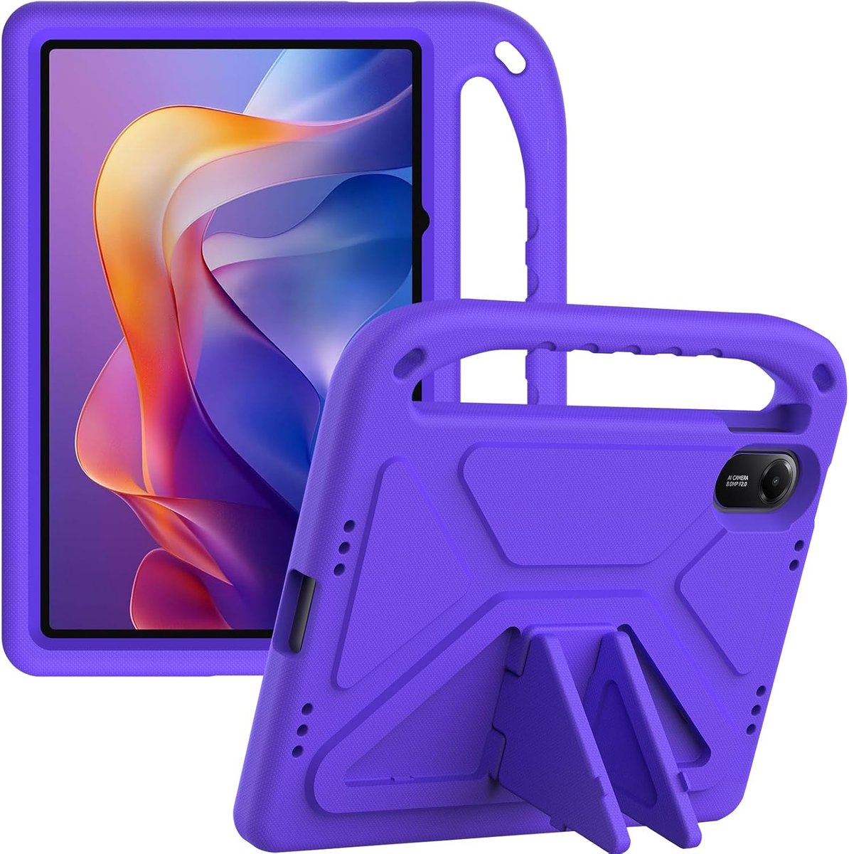 SnelShoppen - Shockproof Grip Stand Kids Tablet Hoes voor 11 Inch Xiaomi Redmi Pad 2 - Lila - EVA Foam, Veilig, Reis, Outdoor, Kindvriendelijk