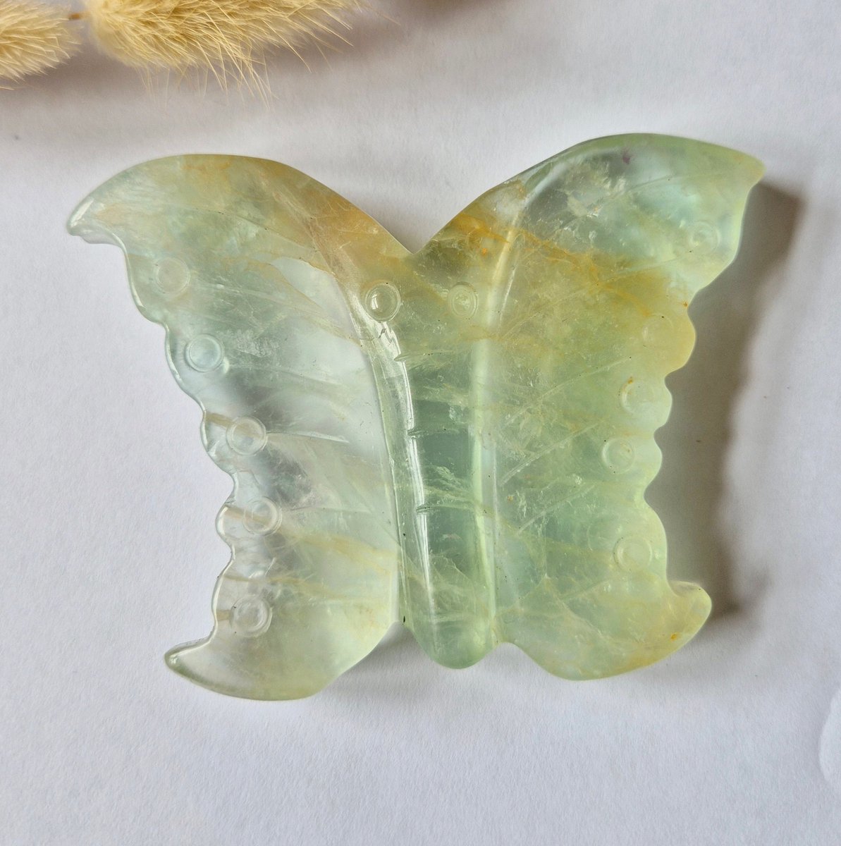 Fluoriet Vlinder Carving – 10 cm Edelsteen #20
