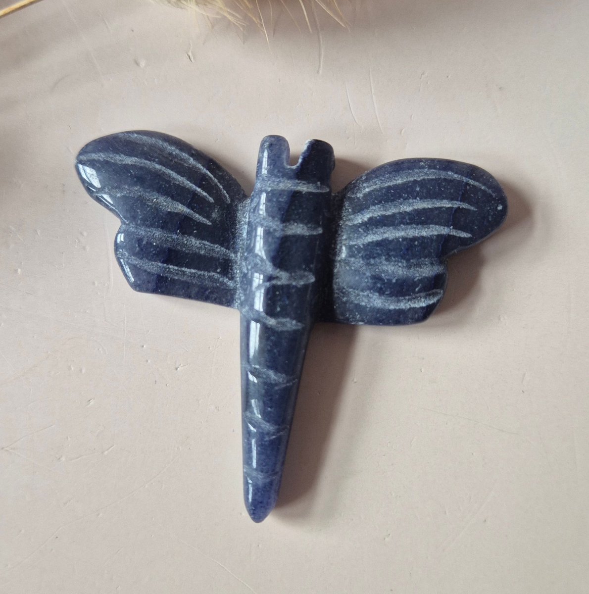 Blauwe Aventurijn Libelle 5 cm – crystal carving in diverse steensoorten Edelsteen