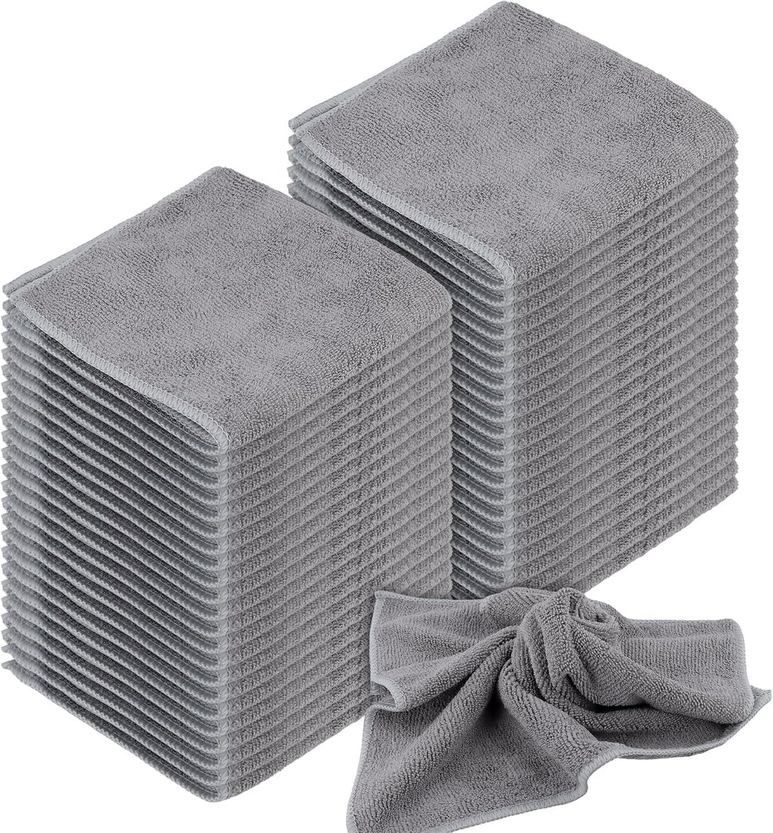 50 stuks microvezeldoeken 30 x 30 cm, grijze reinigingsdoeken voor huishouden, auto en keuken, ideaal voor stof en vlekken