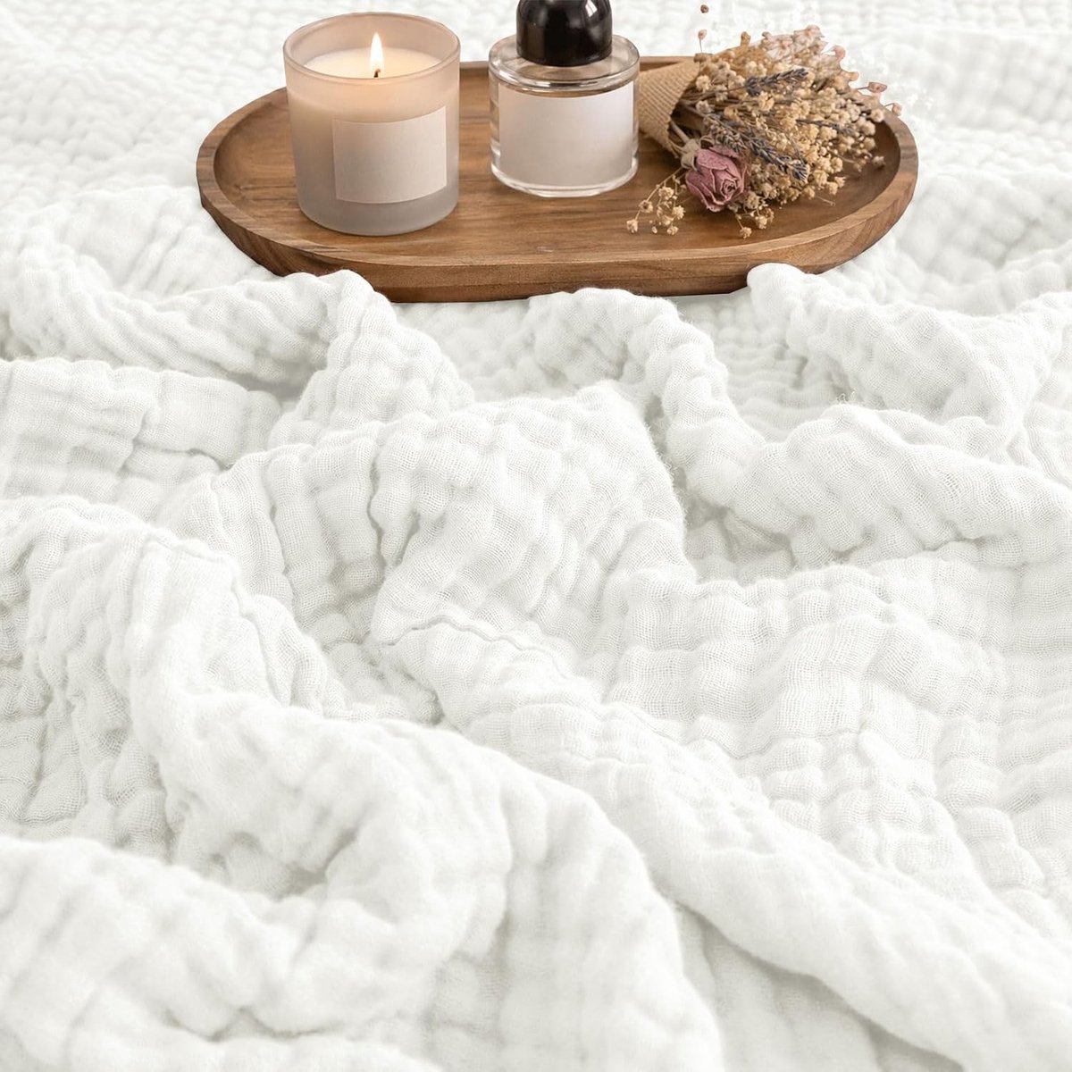 Zachte Muslin Dekentje 150 x 200 cm, 100% Katoen, Ideaal voor Volwassenen, Ademend en Lichtgewicht, Perfect voor Bed en Bank, Het Hele Jaar Door Gebruik