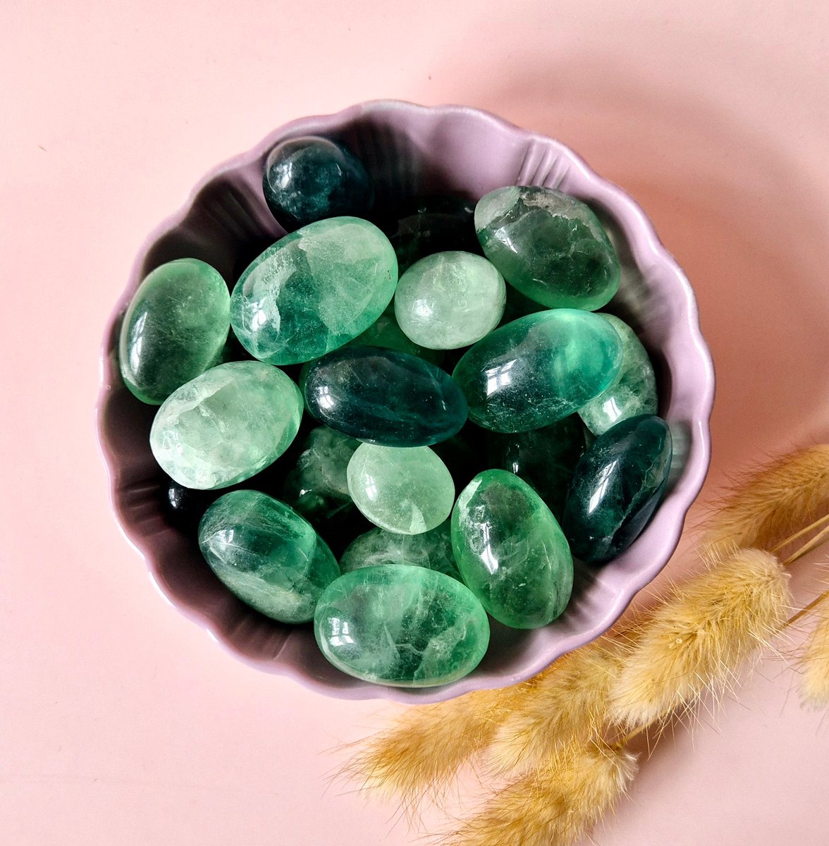 Edelsteen Green Fluorite Handstenen (3-5 cm) Trommelstenen / Palmstenen Groene Fluoriet