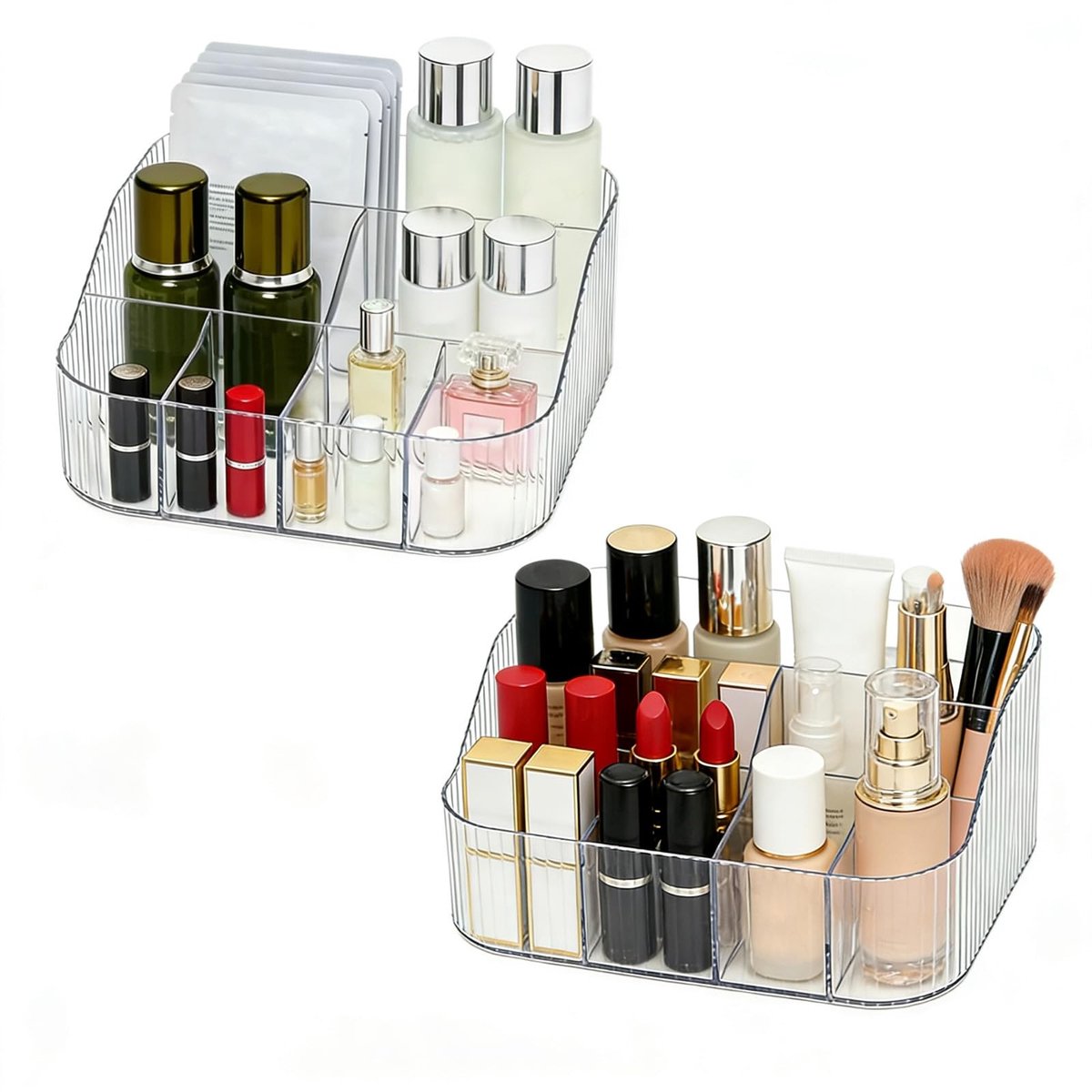 Dailygoods - 2-Delige Transparante Make-Up Organizer met 7 Vakken