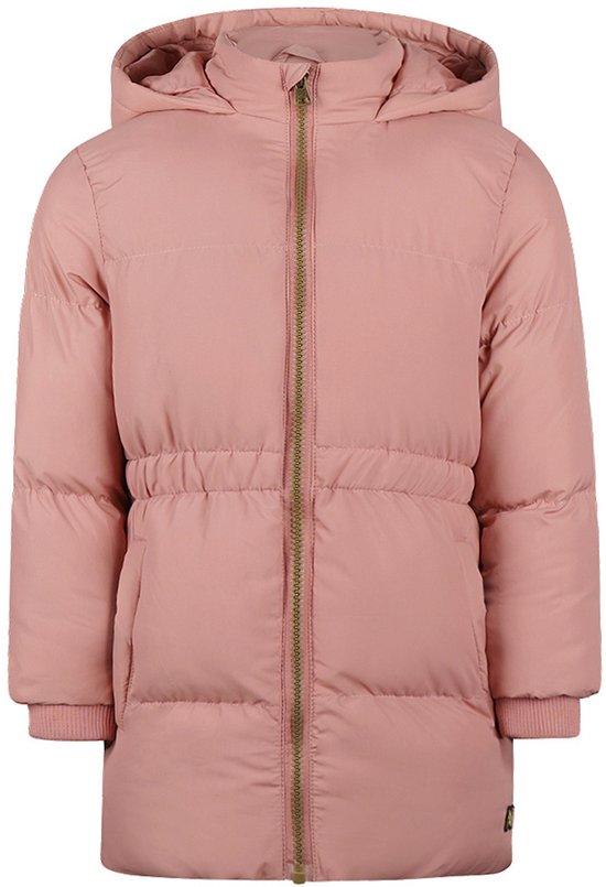 Roze parka jas van Koko Noko met capuchon, ritssluiting, elastische tailleband en gebreide manchetten.