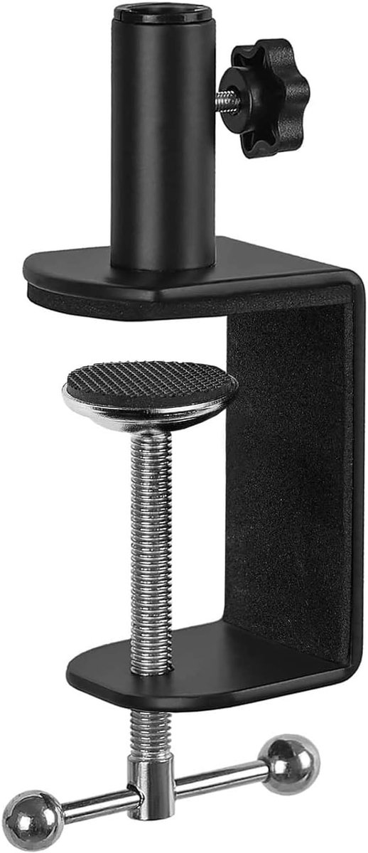 SnelShoppen - Desk C Clamp met 1/2" Draadgat - Microfoonstandaard Klem - Verstelbare Metalen Tafel Klem - Zwarte Desk Lamp Klem voor Swingarm Verlicht