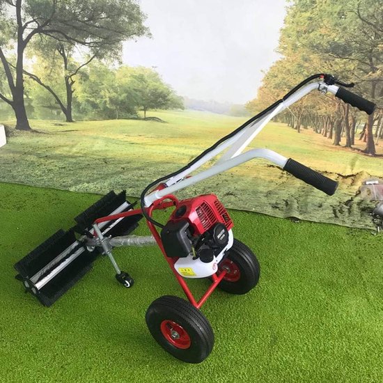 Benzine Veegmachine - Commerciële Veegmachine - Opritten Reinigen - Krachtige Tweetakt Motor - 22cm Borstelkop - Zwart — afbeelding 4