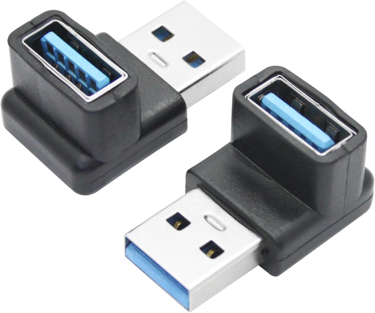 SnelShoppen - 2x USB 3.2 Hoekadapter 90 Graden - 10Gbps Data Transfer - Type A USB 3.1 - 3A Snellader - Ideaal voor Computer en Laptop