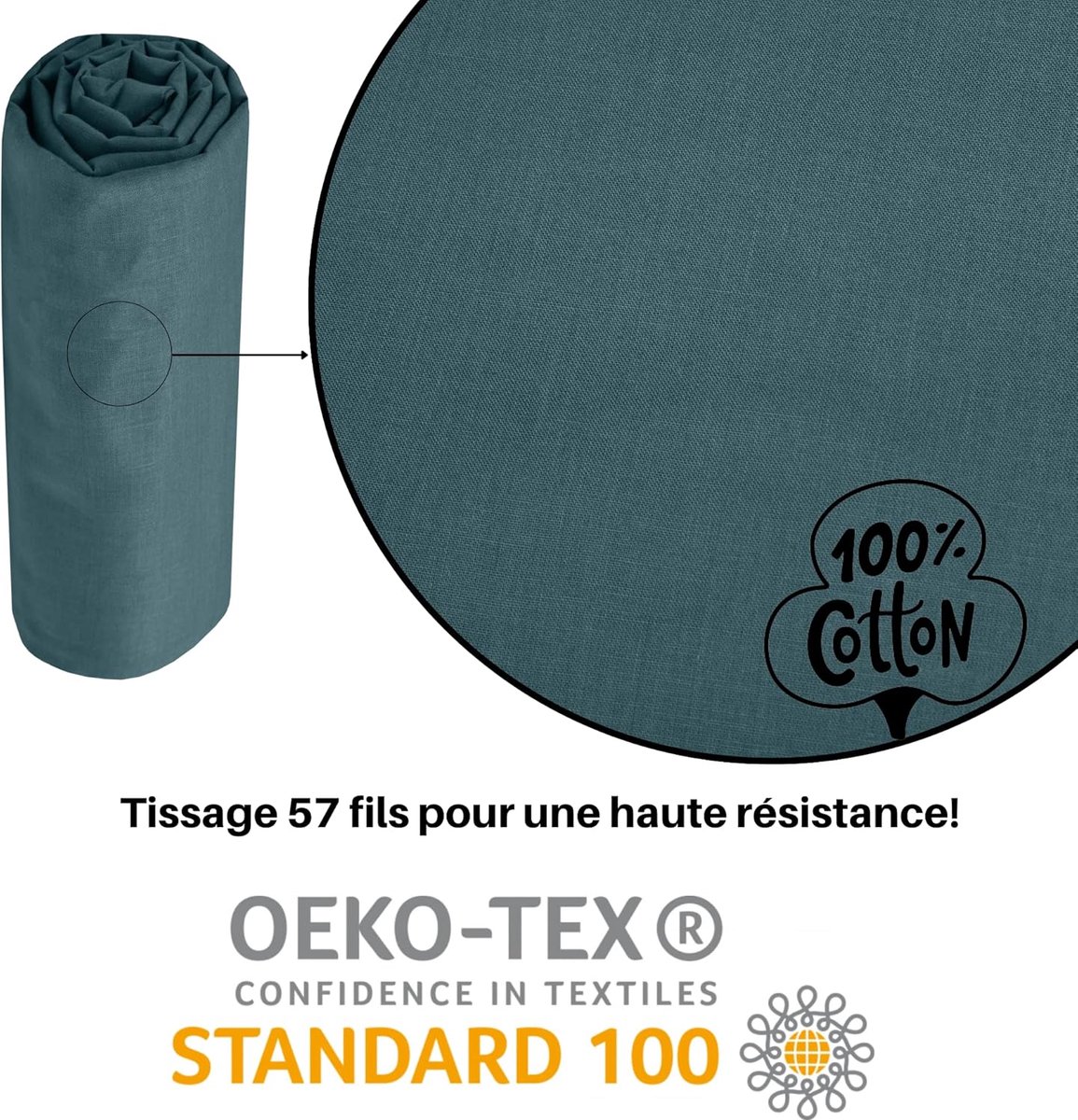 SnelShoppen - Fitted sheet 160 x 200 cm - Extra diep 30 cm - 100% Oeko-Tex katoen - Eucalyptus - Eden model - Zacht en comfortabel beddengoed voor een