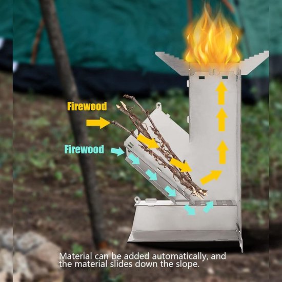 Camping Rocket Stove - Draagbare Houtgestookte Kachel voor Buiten van Camping — afbeelding 5