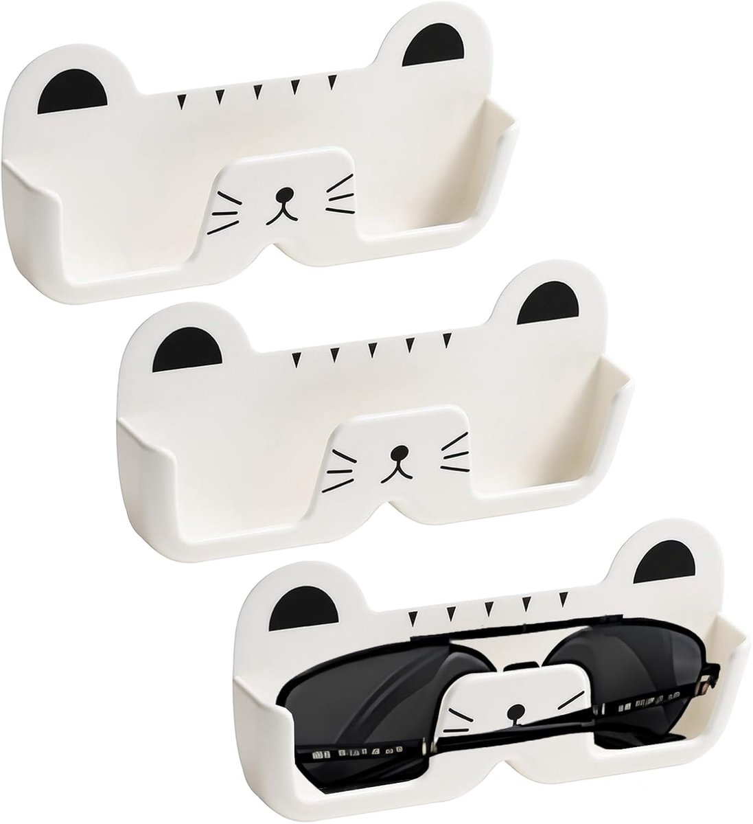 SnelShoppen - Pack van 3 Zonnebril Organisers - Wandbeugel Brilhouder - Brillen Case voor Zonnebrillen en Optische Brillen - Geen Boren Nodig - Duurza