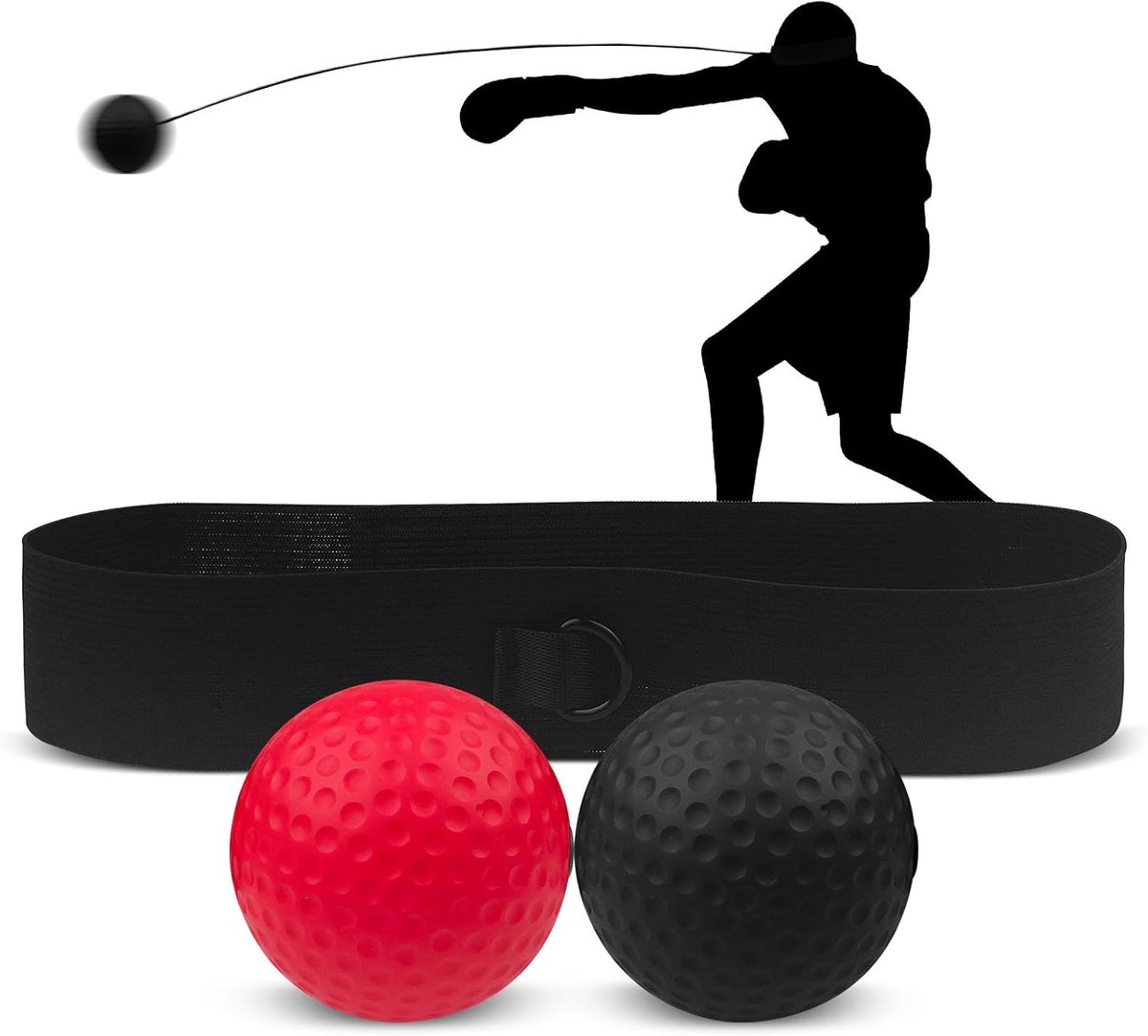 SnelShoppen - Boxing Reflex Ball Set - 1 Verstelbare Hoofdband, 2 Reflexballen, Combat Skills Training, Snelheid en Precisie Verbeteren, Compact en Li