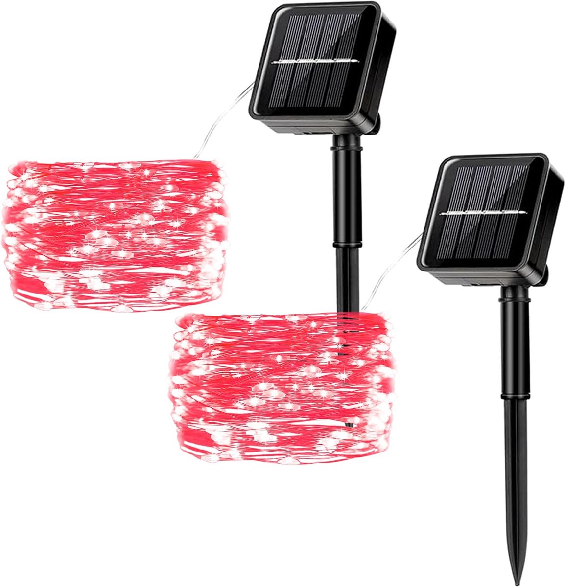 SnelShoppen - 2 Pcs Solar String Lights Buiten, 12M/39.4Ft 100 LED Waterproof Tuinverlichting, 8 Modi Decoratieve Lichten voor Feest, Patio, Tuin, Cam