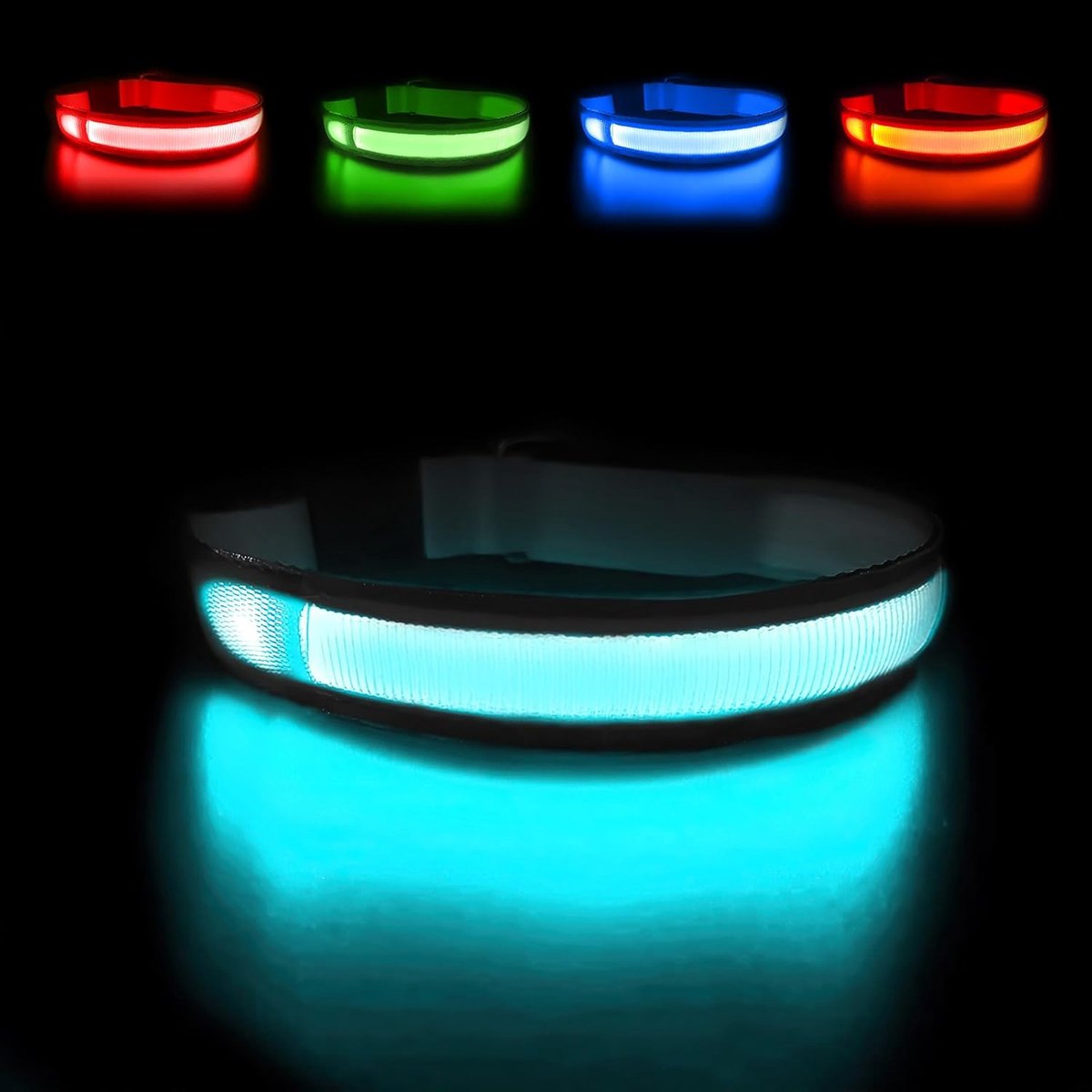 SnelShoppen - Oplaadbare LED Hondenhalsband, Waterdichte Hondenhalsband voor Kleine en Middelgrote Honden, 3 Lichtmodi, Verstelbaar, Zwart, M - Veilig
