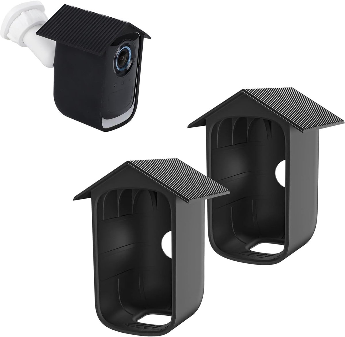 SnelShoppen - Pack van 2 Silicone Beschermhoes voor Beveiligingscamera, Waterdicht en UV-bestendig, Geschikt voor Binnen en Buiten, Zwart