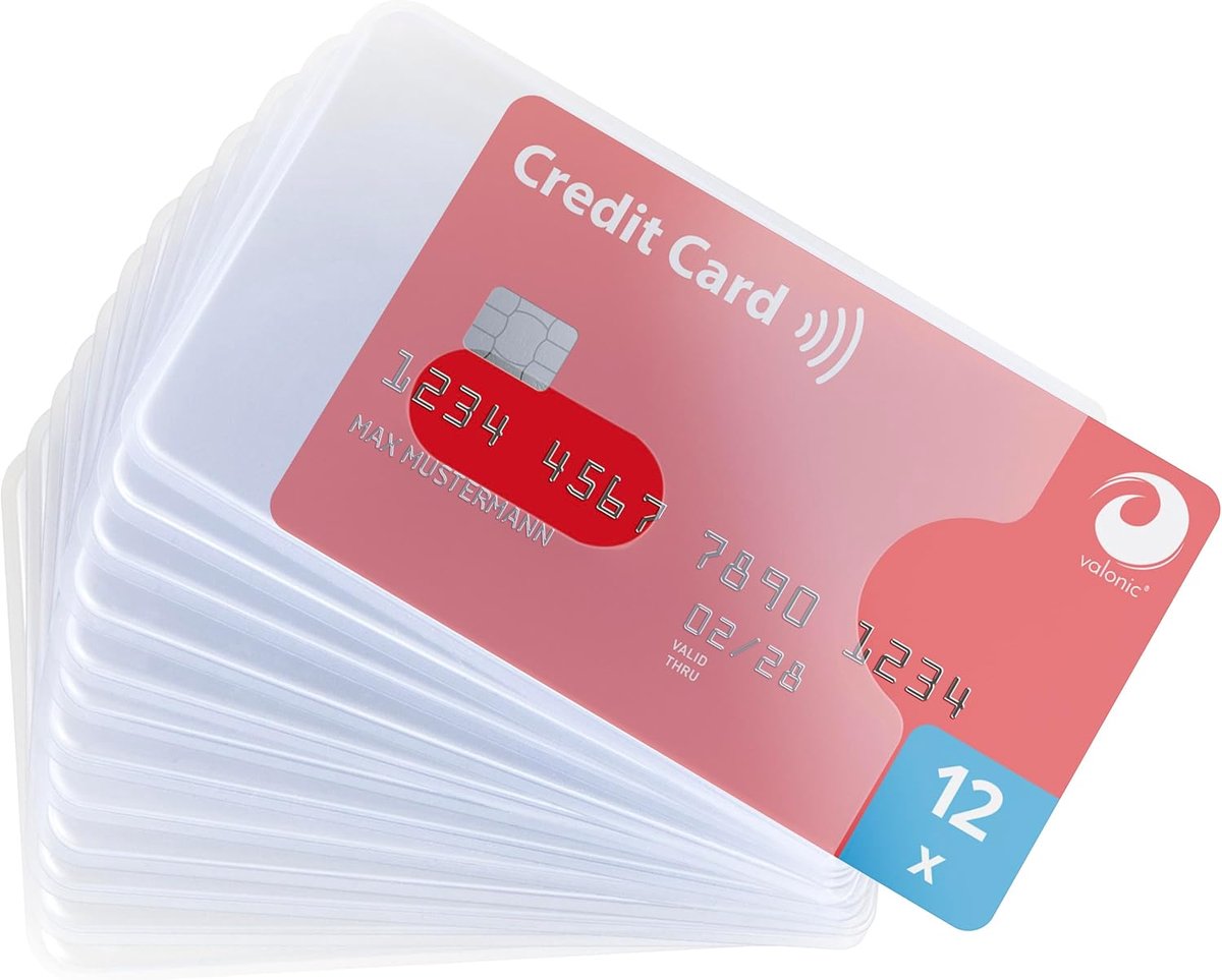 SnelShoppen - Card Protective Case Pack van 12 - Robuuste Plastic Beschermhoes voor Creditcards en EC Kaarten - Matte Transparant - Ideaal voor Wallet