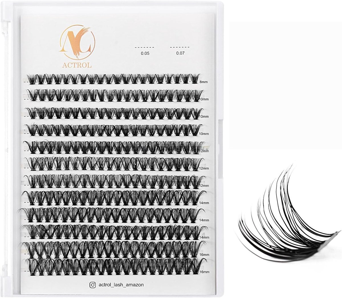 SnelShoppen - Individuele Wimperclusters 0.07 8-16mm Mix D Curl - Natuurlijke & Bold Volume Wimpers, Herbruikbare DIY Wimperextensions voor Persoonlij