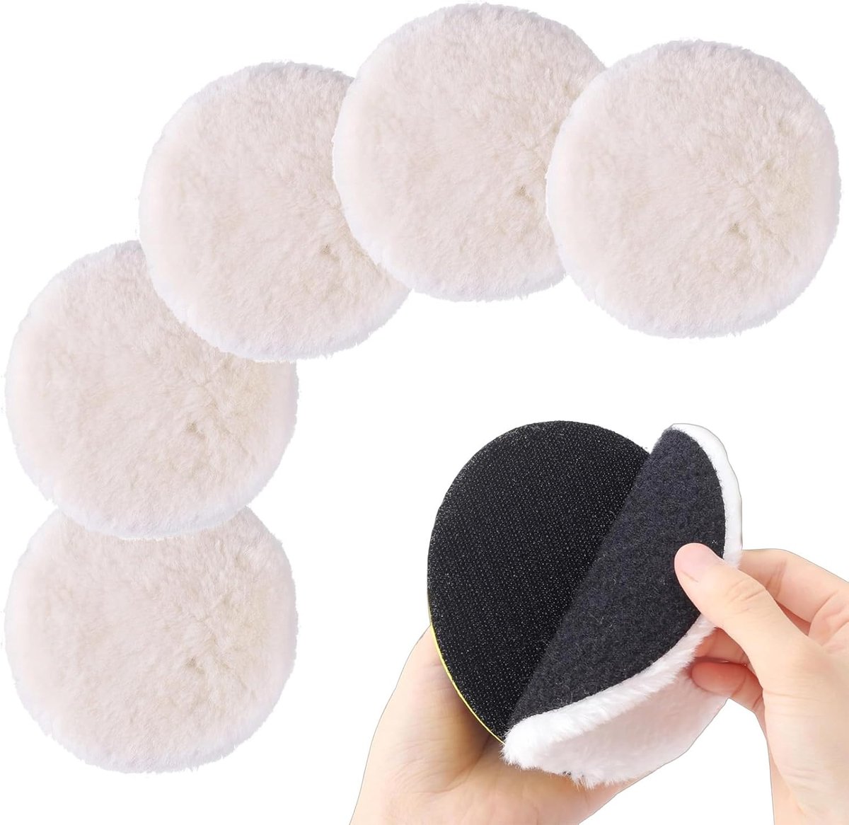 SnelShoppen - Car Polishing Sponge Set van 5 - 125 mm Polijstpad voor Eccentrische Schuurmachine - Wit - Dikte 2.5 cm - Herbruikbaar voor Auto, Hout,