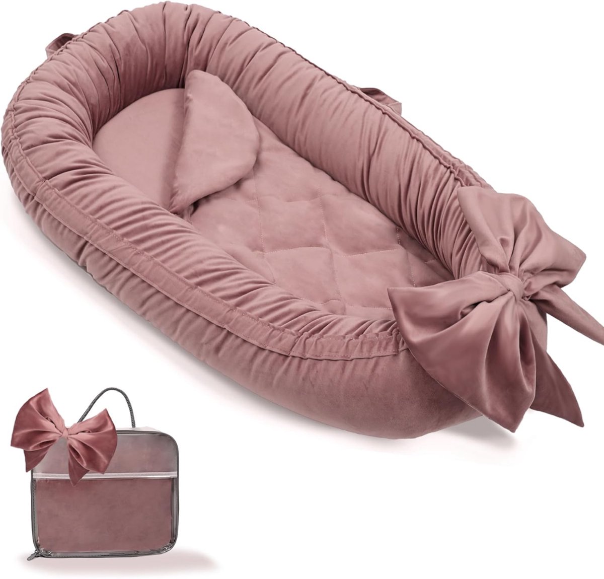 JCP® Babynestje - Voor 0 tot 12 Maanden - Babynest - Baby Nestje - Roze - 90xm x 50cm x 8cm