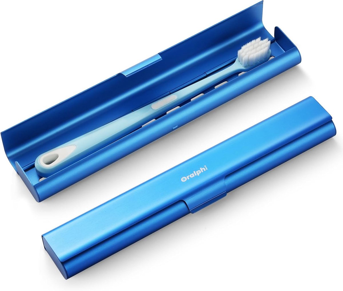 SnelShoppen - Moderne Tandborstel Reisdoos - Blauw - Hoogwaardige Aluminium Alliage - Duurzaam en Lichtgewicht - Ideaal voor Reizen, Kamperen en Thuis