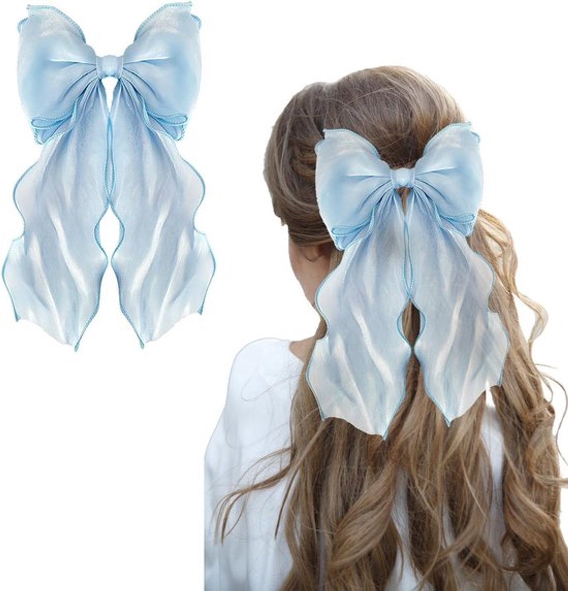 Grote blauwe haarstrikken voor vrouwen en meisjes - Prinses haaraccessoires met clips