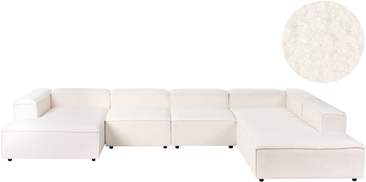 Beliani ARDAL- Hoekbank 5-zits - Off-white - Linkszijdig - Bouclé Wit