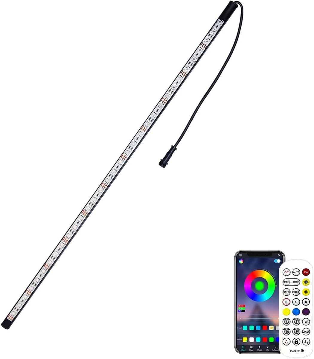 SnelShoppen - 55cm LED Strip met Kleurenwisselende Tuinverlichting, APP Besturing, Waterdichte Verlichting voor Vijver, Waterval, Tuin, Zwembad, Lands