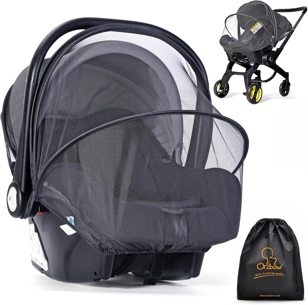 SnelShoppen - Universele Mosquito Net voor Baby Autostoel - Ademend Insectennet met Ritssluiting - Groep 0+ - Zomer Mosquito Net - Sterke Steun - Duur