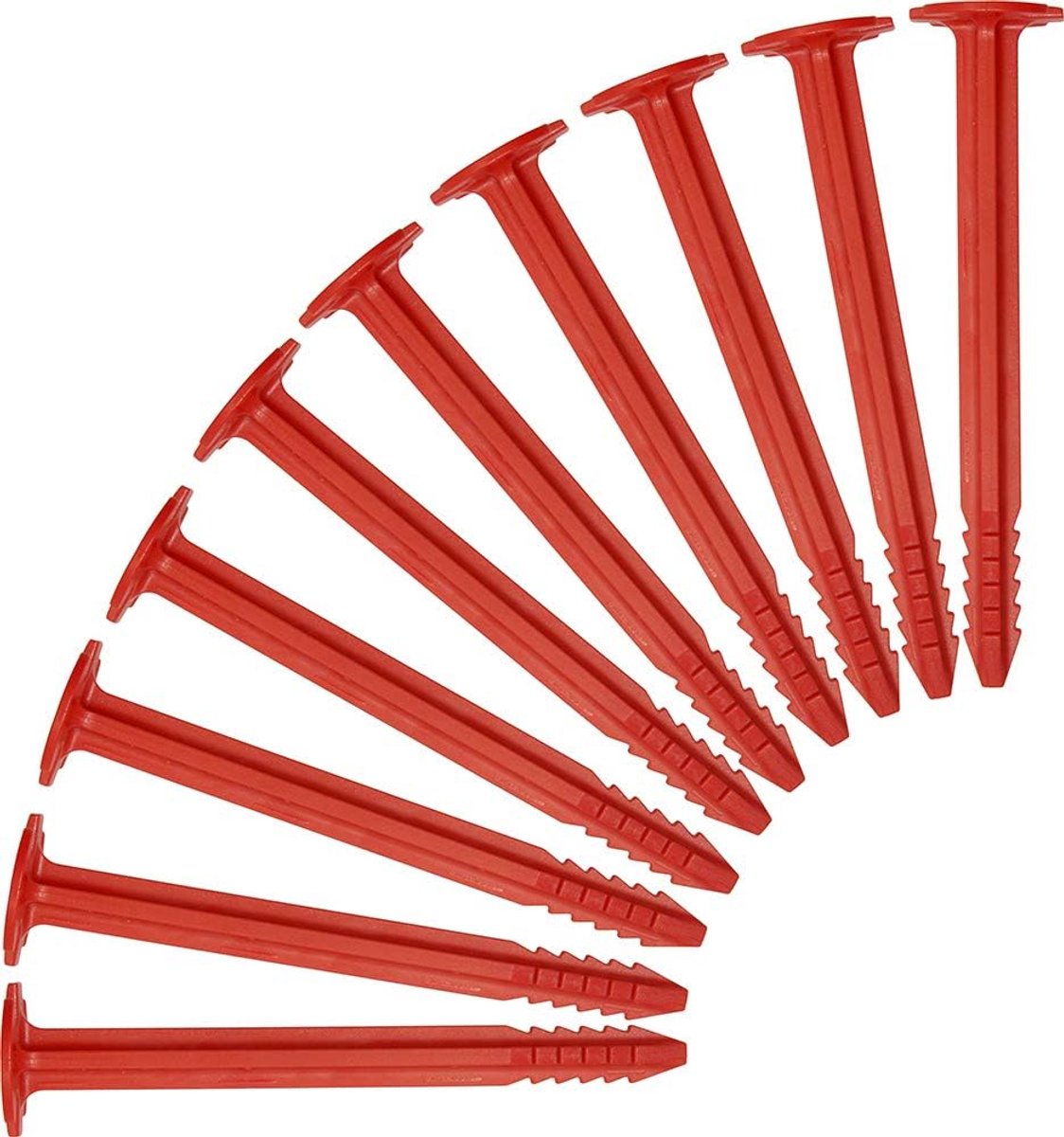 SnelShoppen - Tent Pegs Set van 10 - Rode M Tent Haringen voor Camping, Tuin en Festivals - Lichtgewicht, Sterk en Impactbestendig