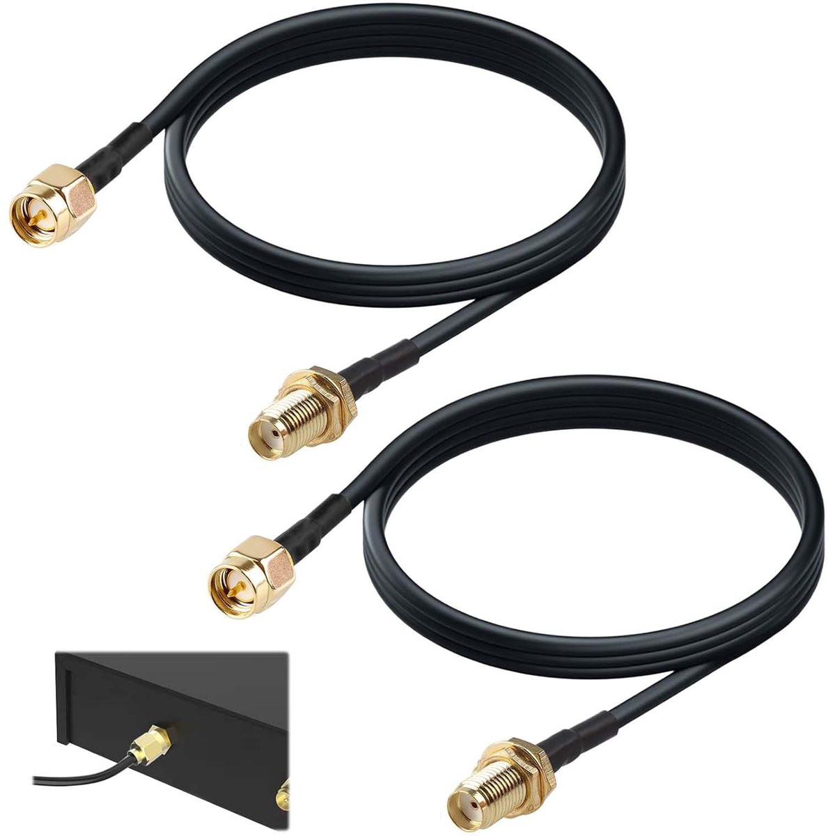 SnelShoppen - SMA Kabel 3m Verlenging Antenne 5G 4G LTE GSM GPS Coaxiaal RG174 Kabel Male naar Female - 2 Pack voor Mobiele Router, 4G Modem, Camera,
