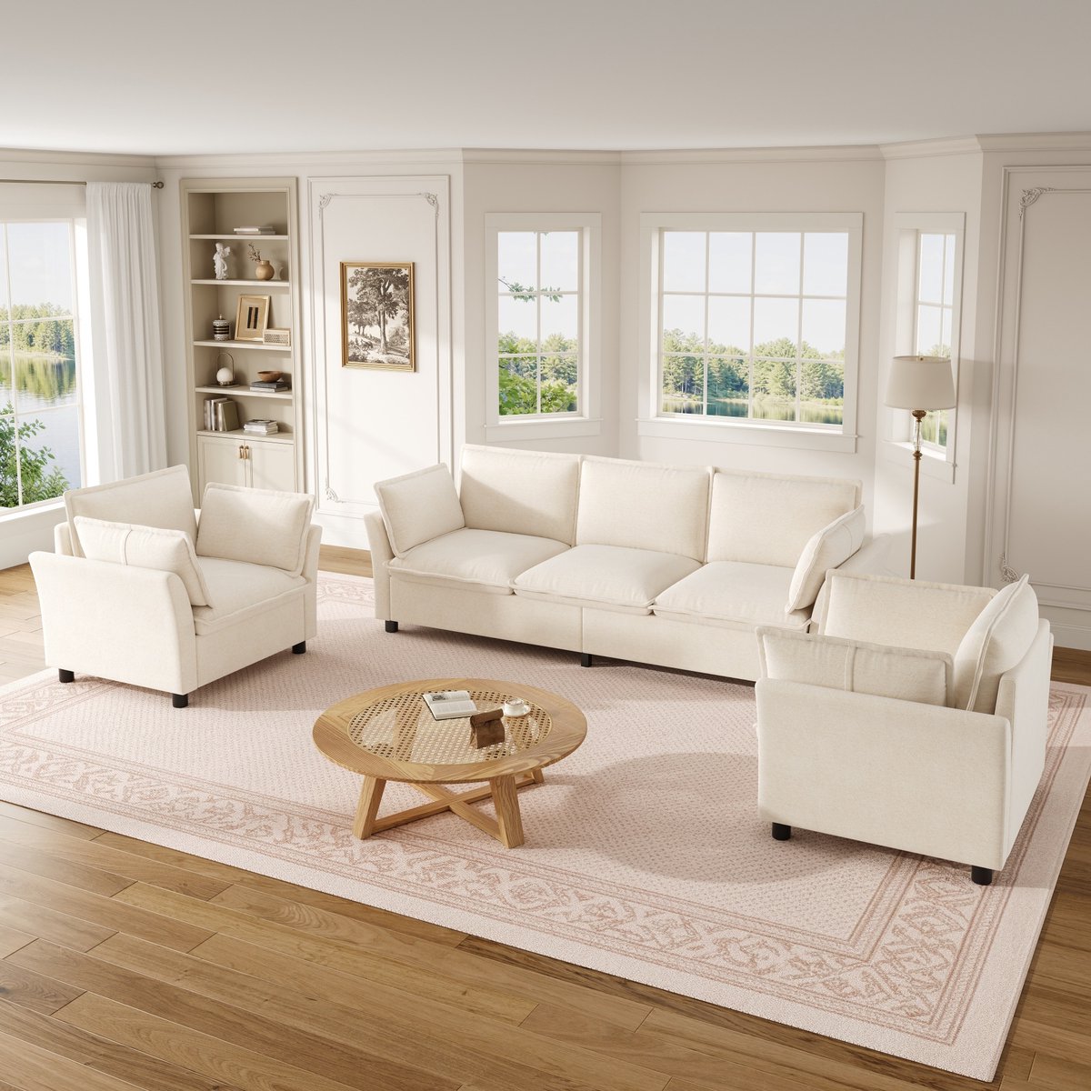 REDOM - Modulaire sofa set - 3-zitsbank en 2 fauteuils - Chenille bekleding - Moderne stij